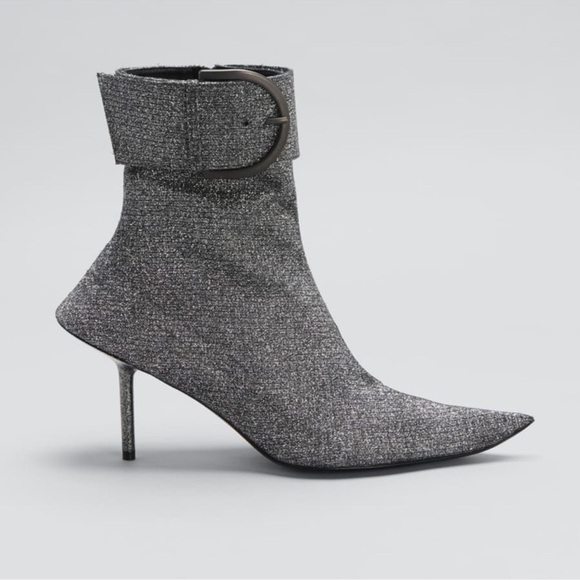 New! BALENCIAGA Essex 80 Buckle Ankle Sock Booties in Metallic Silver - Picture 1 of 16